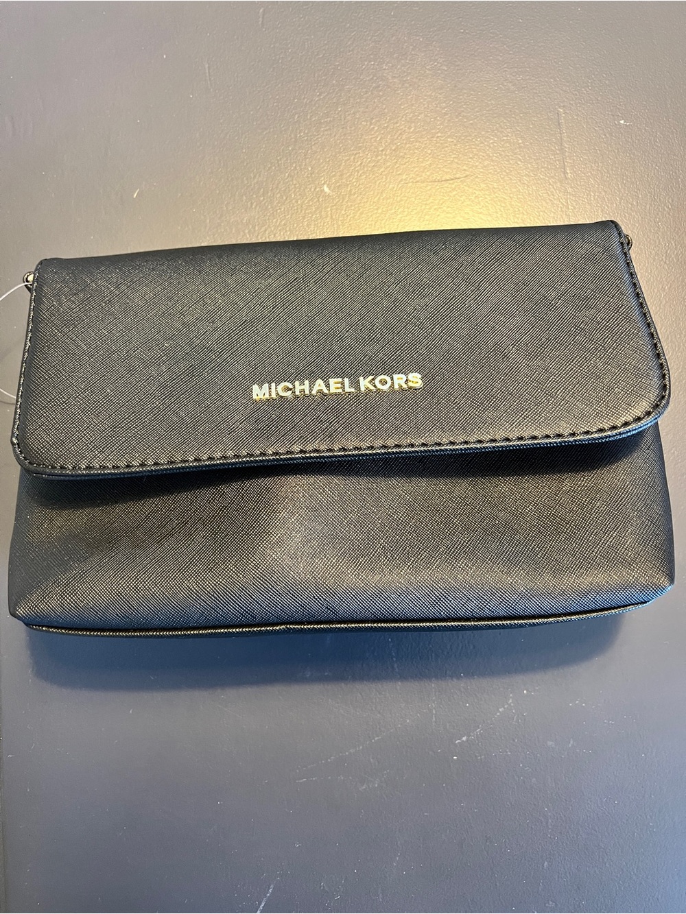 Michael Kors Jet Set Small Saffiano Pouchette with Gold Logo